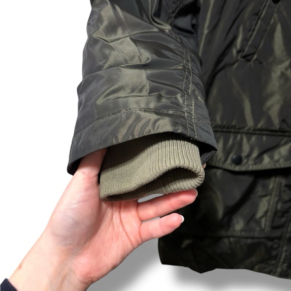 Converse Olive Green Down Winter Parka Coat with Faux Fur Hood Size Large - Picture 6 of 8